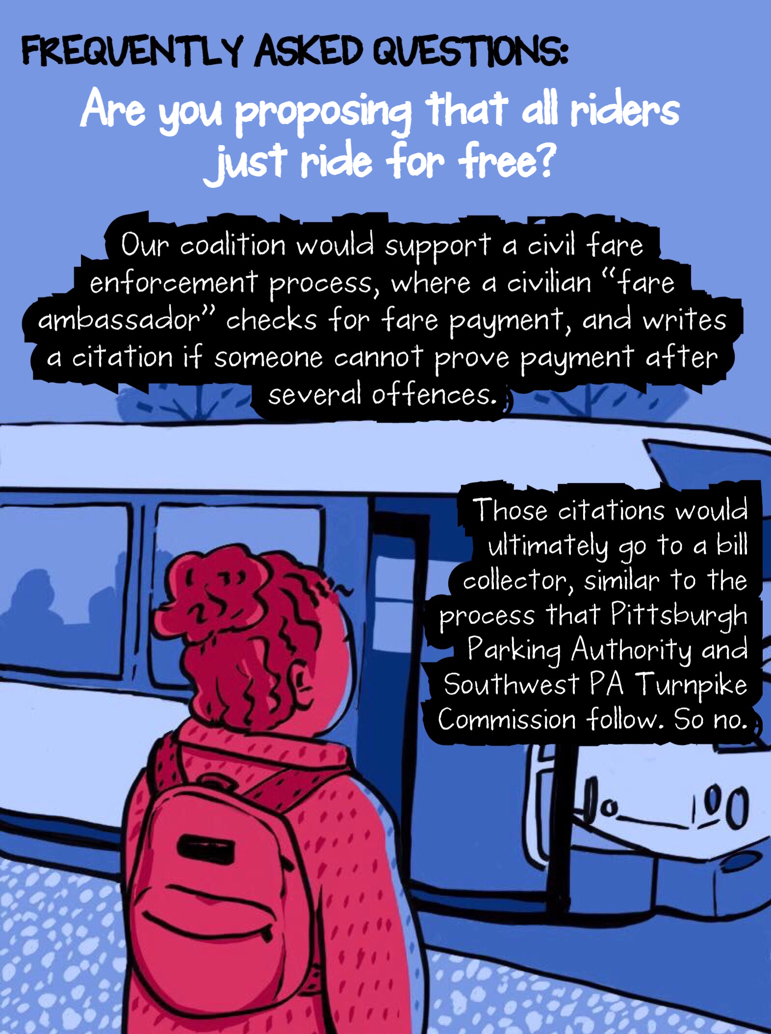 are you proposing that all riders just ride for free - FAQ about Port Authority's Proposed "Proof of Payment" Fare Enforcement